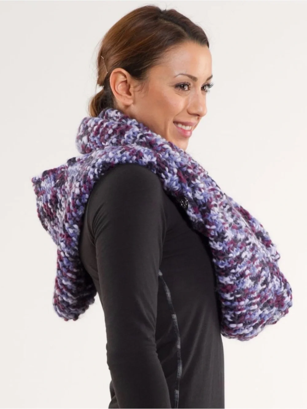 Lululemon Hickey Hider Scarf & Gloves - Black Purple Space Dye - NWT